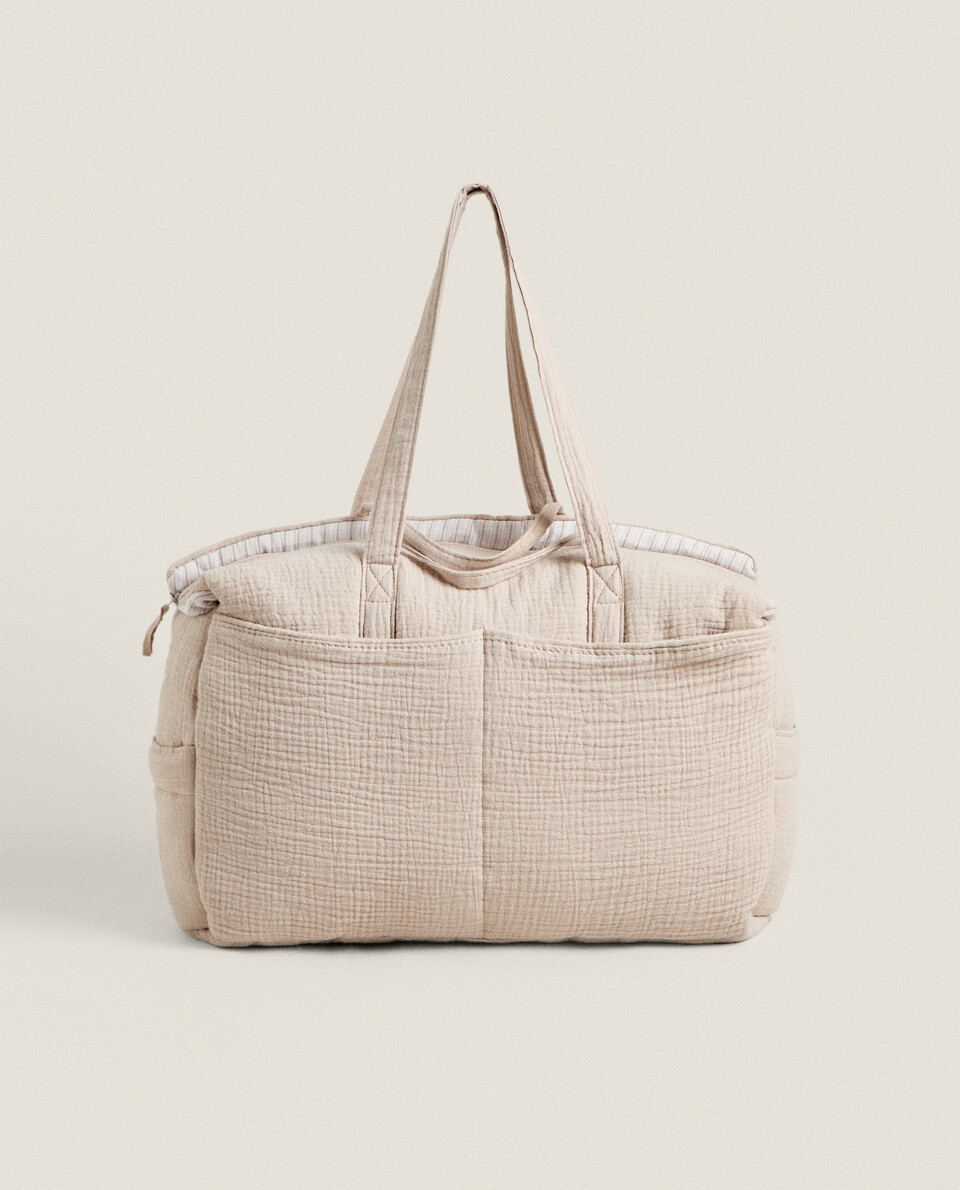 COTTON MATERNITY BAG WITH STRIPED INTERIOR Zara Home Deutschland