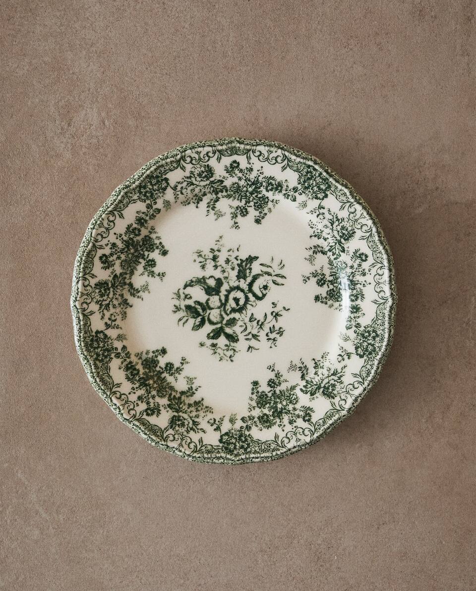 FLORAL EARTHENWARE DESSERT PLATE (8)