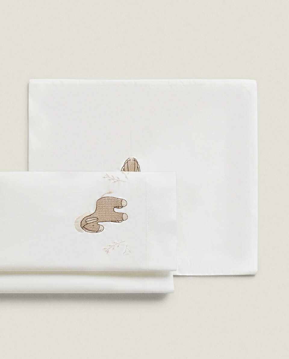 CHILDREN’S EMBROIDERED DONKEY MINI COT SHEETS SET Zara Home United