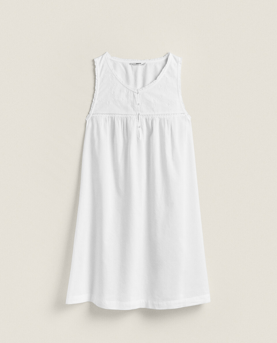 EMBROIDERED COTTON NIGHTDRESS Zara Home Egypt