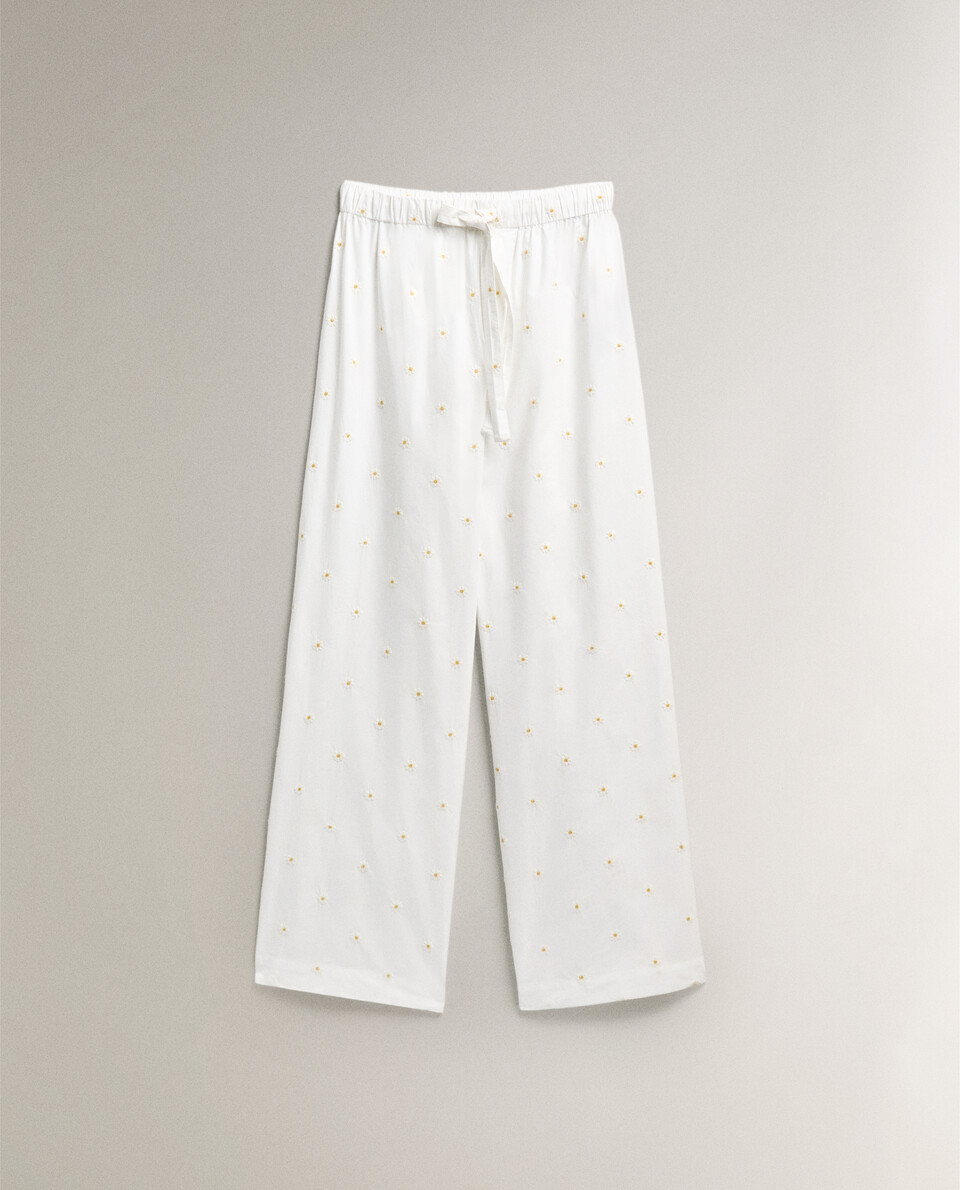 EMBROIDERED DAISY COTTON PANTS Zara Home United States of America