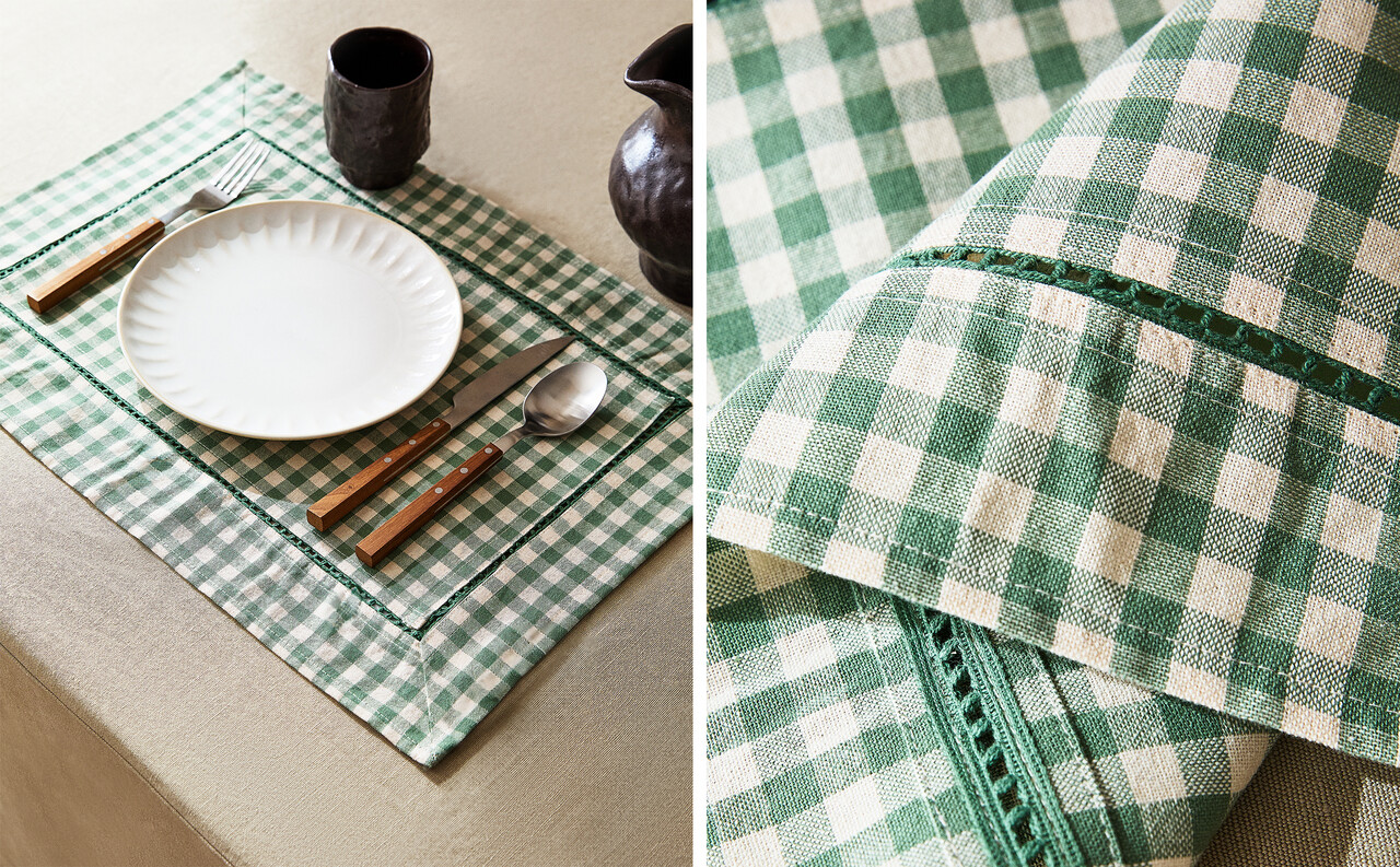 HOMESCAPES Serviettes De Table à Grands Carreaux Vichy Lot De 4 Orange - 100% Coton, Linge De Table Résistant