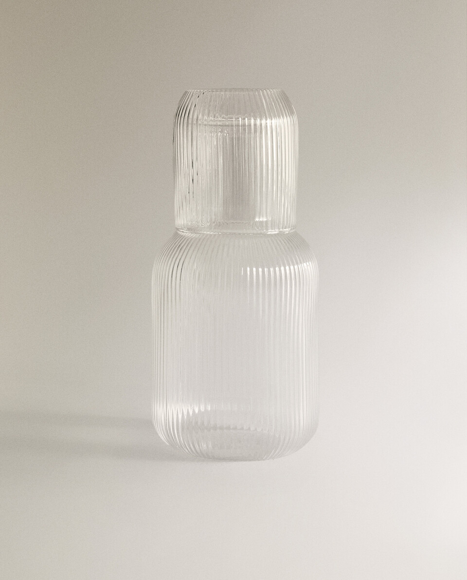 STRIPED BOROSILICATE GLASS NIGHT SET (SET OF 2) Zara Home Kuwait