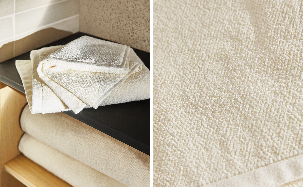 Asciugamano Da Bagno Furn. 70x130 Cm - Cotone Testurizzato Con Pannello Oxford - Colore Fard