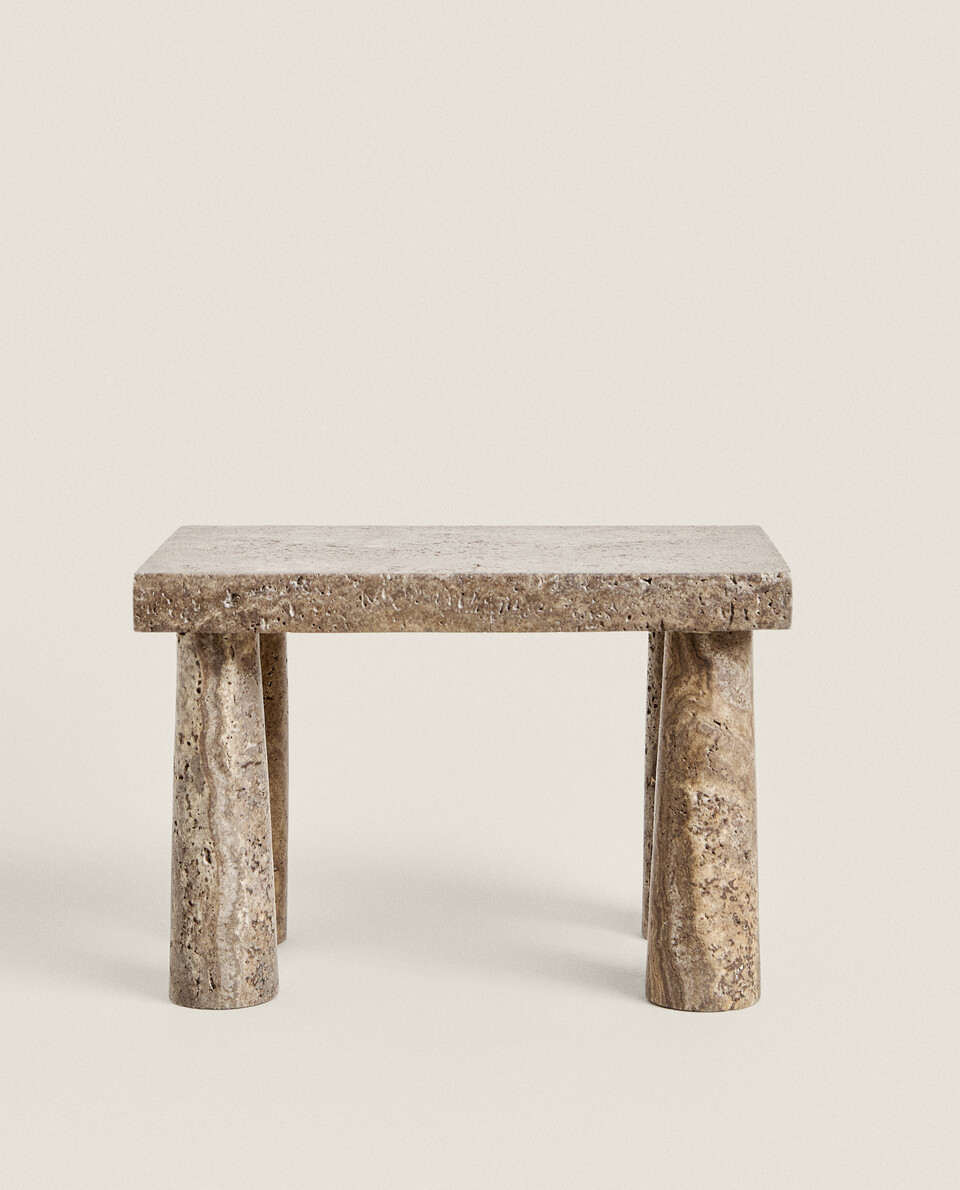 Zara Home Travertine Side Table: Elegant Natural Stone for Modern Living