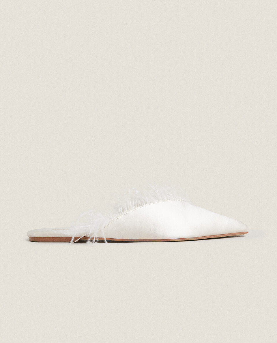 Feather mule best sale slippers