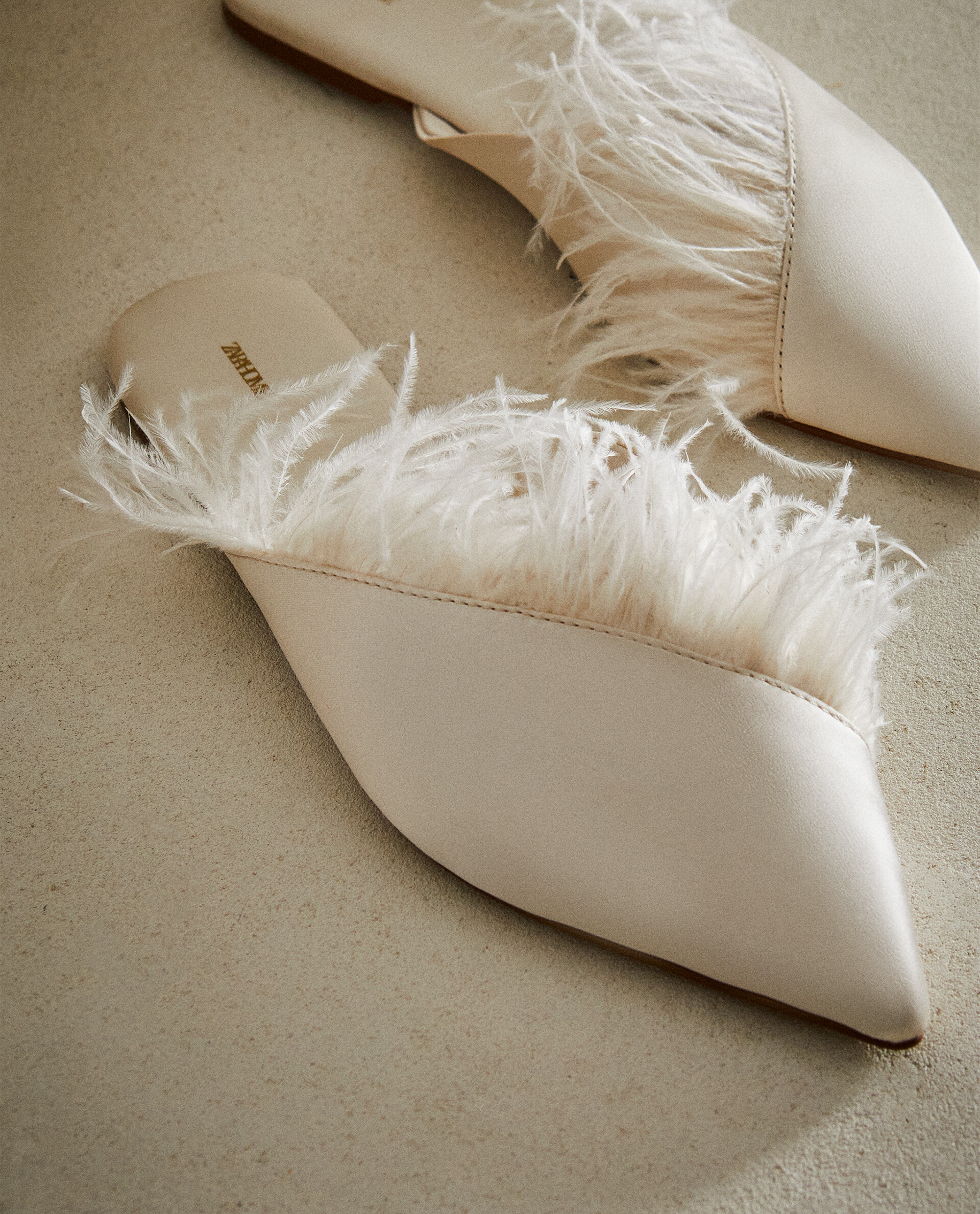 Feather shop mule slippers
