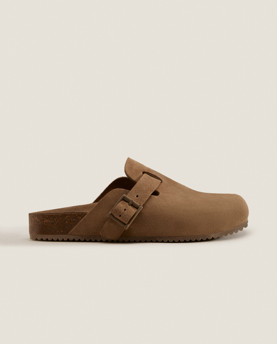 LEATHER CLOGS WITH BUCKLE Zara Home Georgia