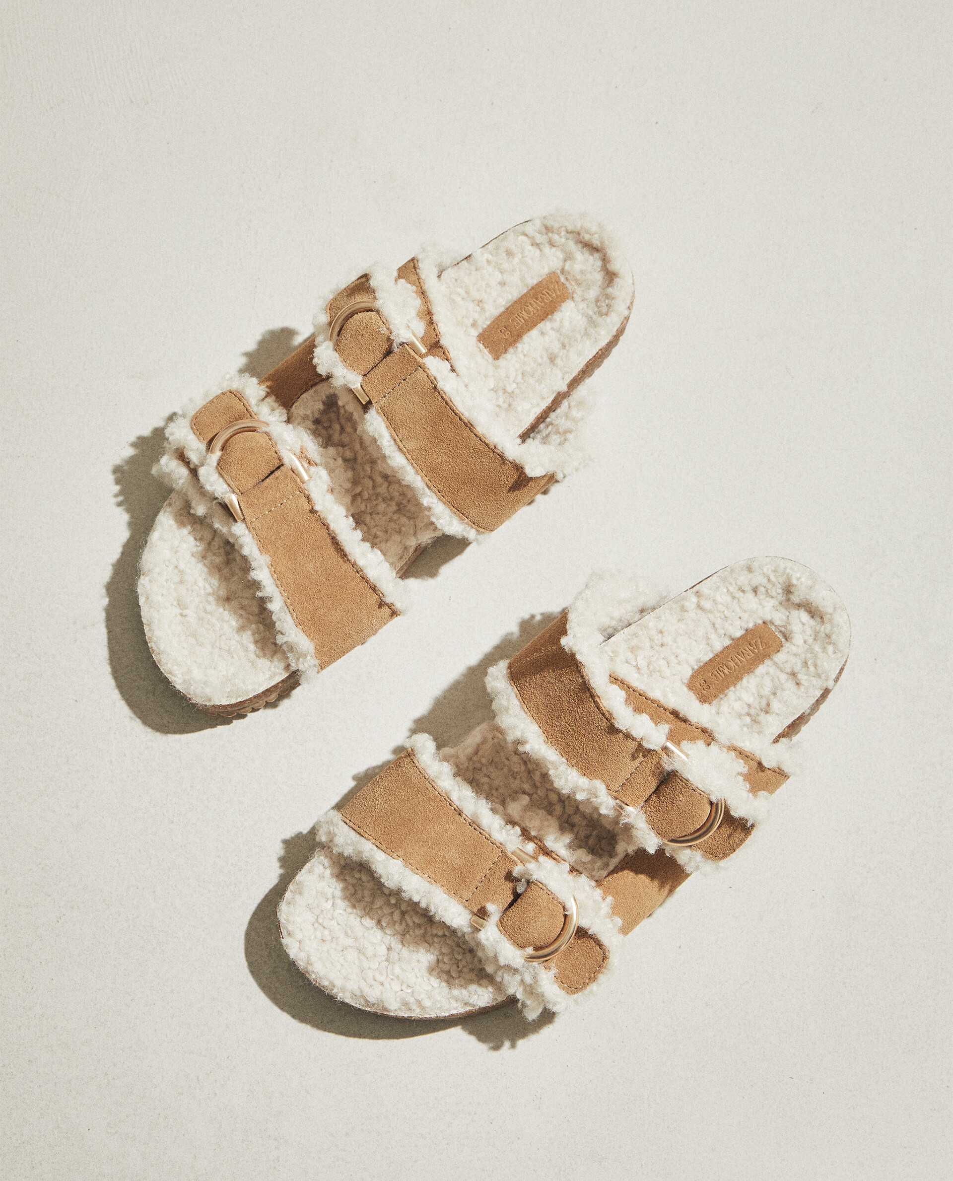LINED LEATHER DOUBLE BUCKLE SANDALS
