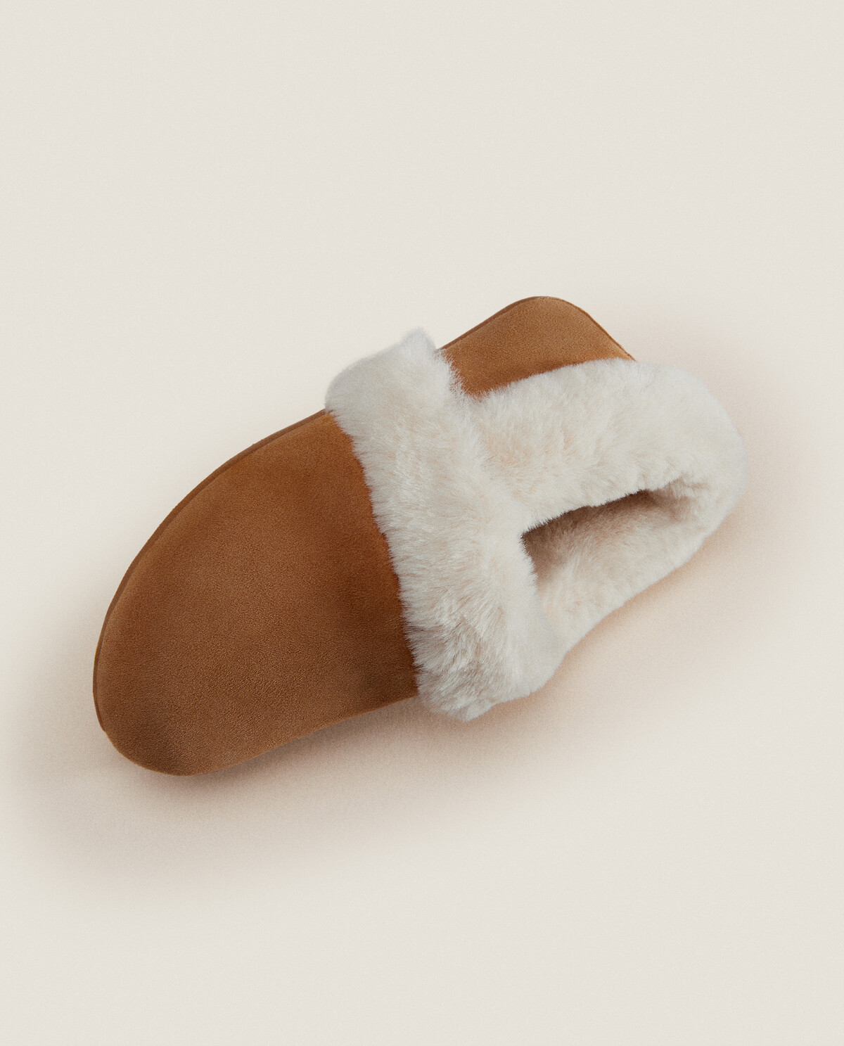 LEATHER SLIPPERS WITH FAUX FUR LINING Zara Home France