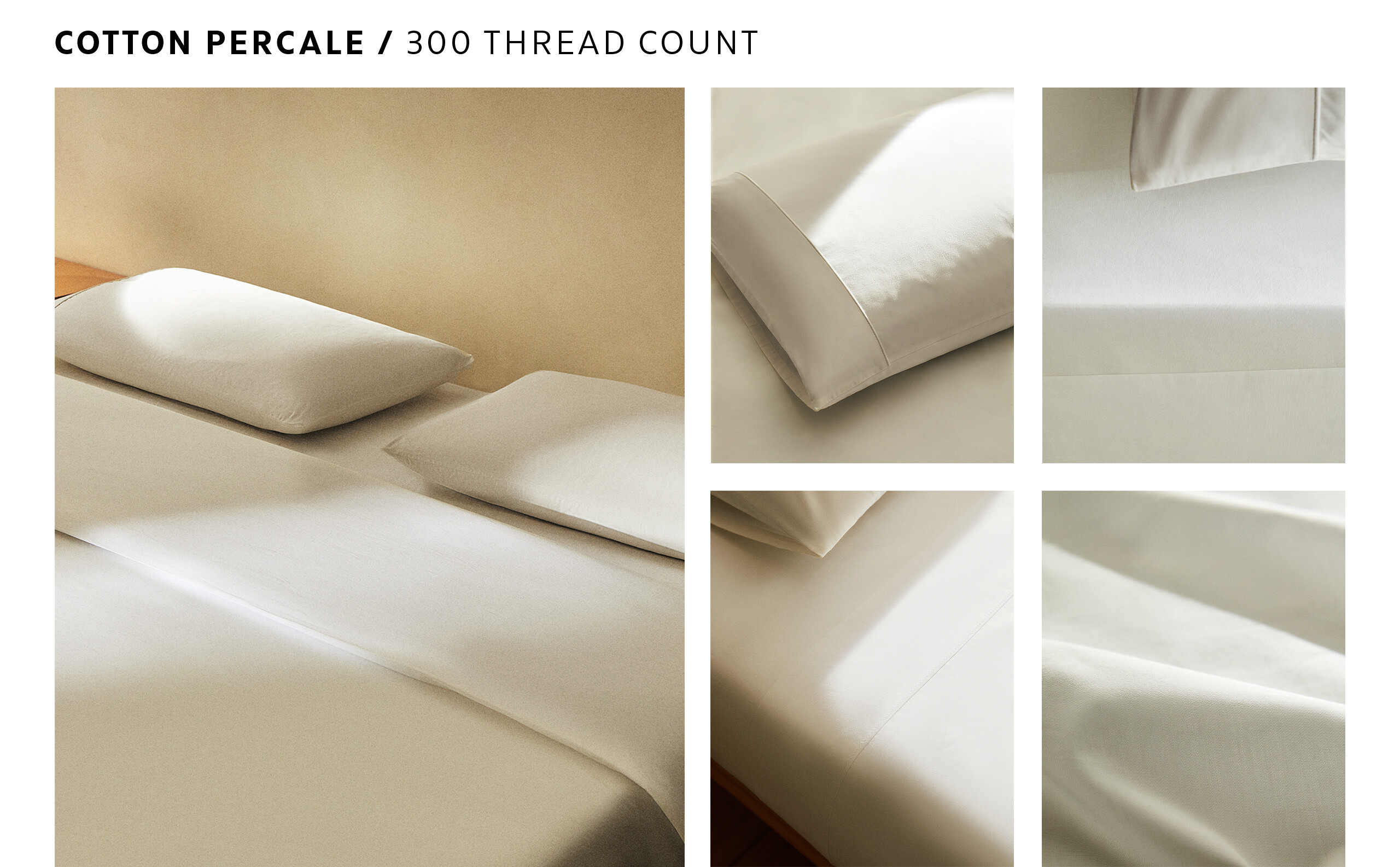 (300 FILI) SET DI LENZUOLA IN COTONE PERCALLE