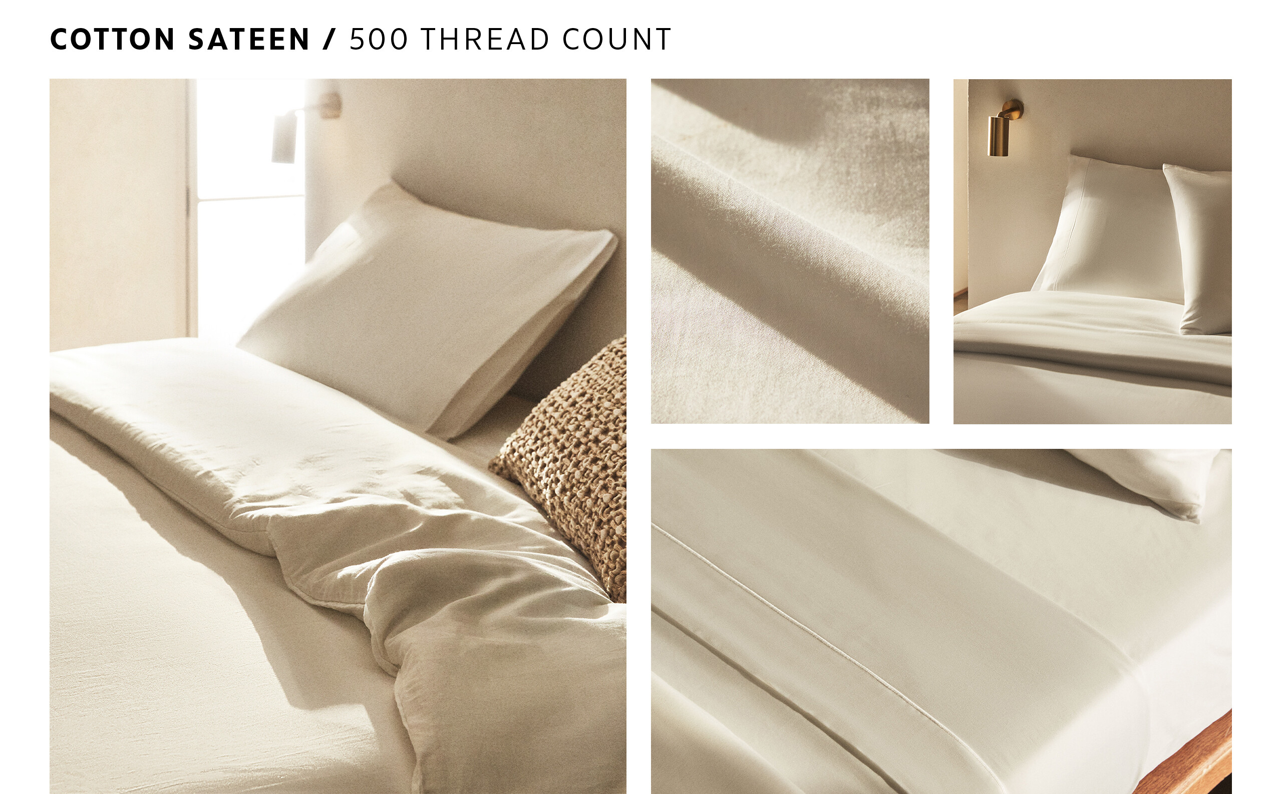(500 FILI) SET LENZUOLA SATIN COTONE