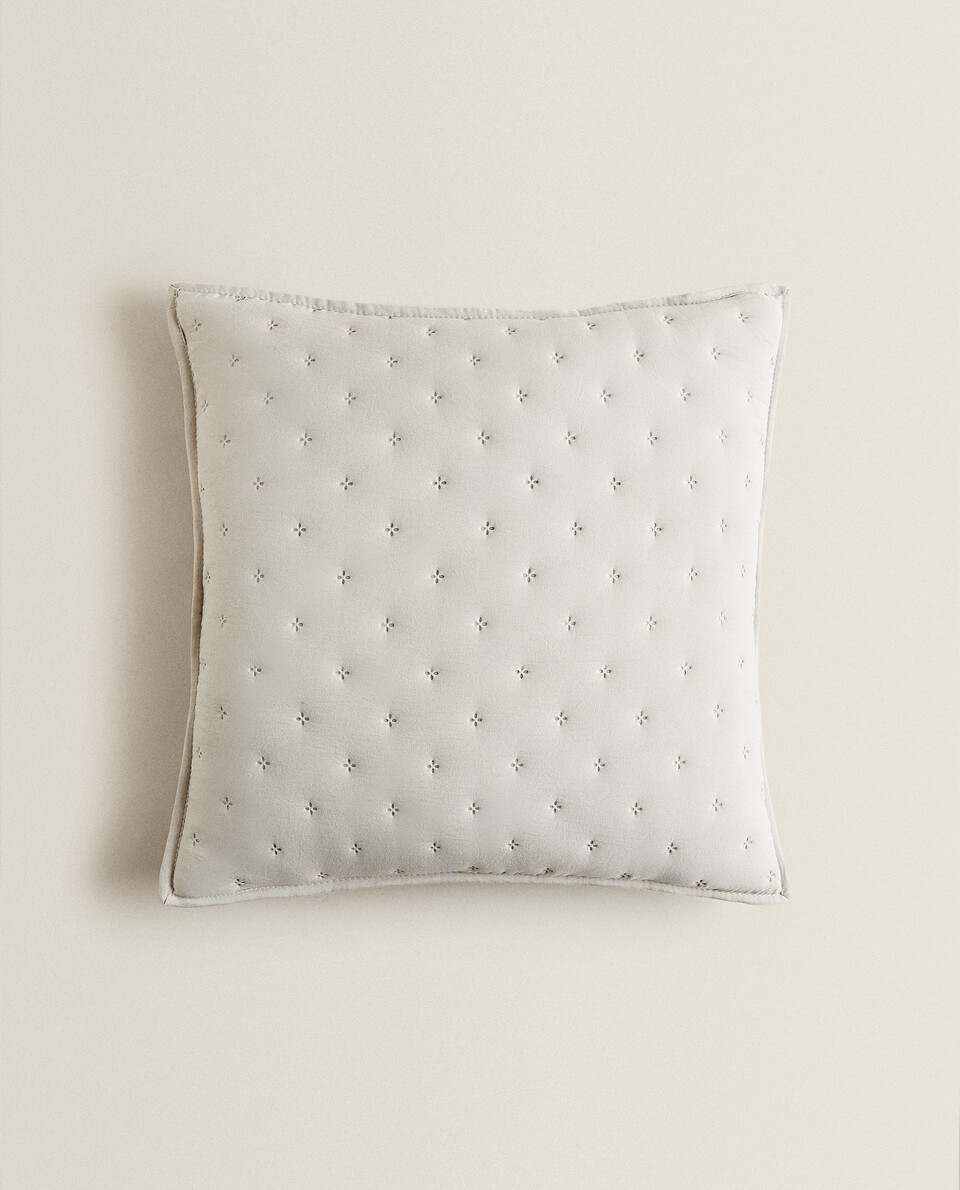 QUILTED DOTTED THROW PILLOW COVER