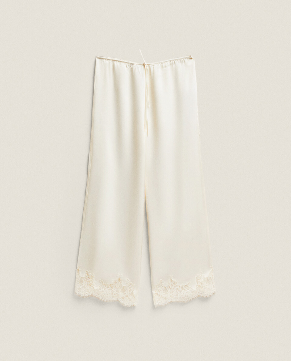 SATIN TROUSERS WITH BLONDE LACE