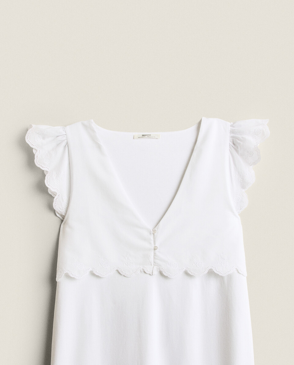 EMBROIDERED COTTON NIGHTDRESS
