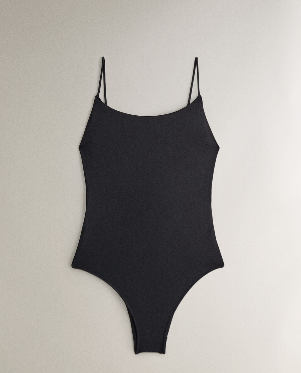 SOLID COLOR SWIMSUIT WITH THIN STRAPS