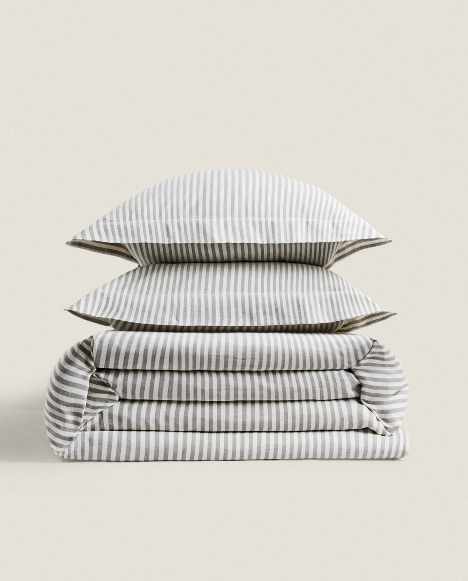 DUVET COVER WITH NARROW STRIPES