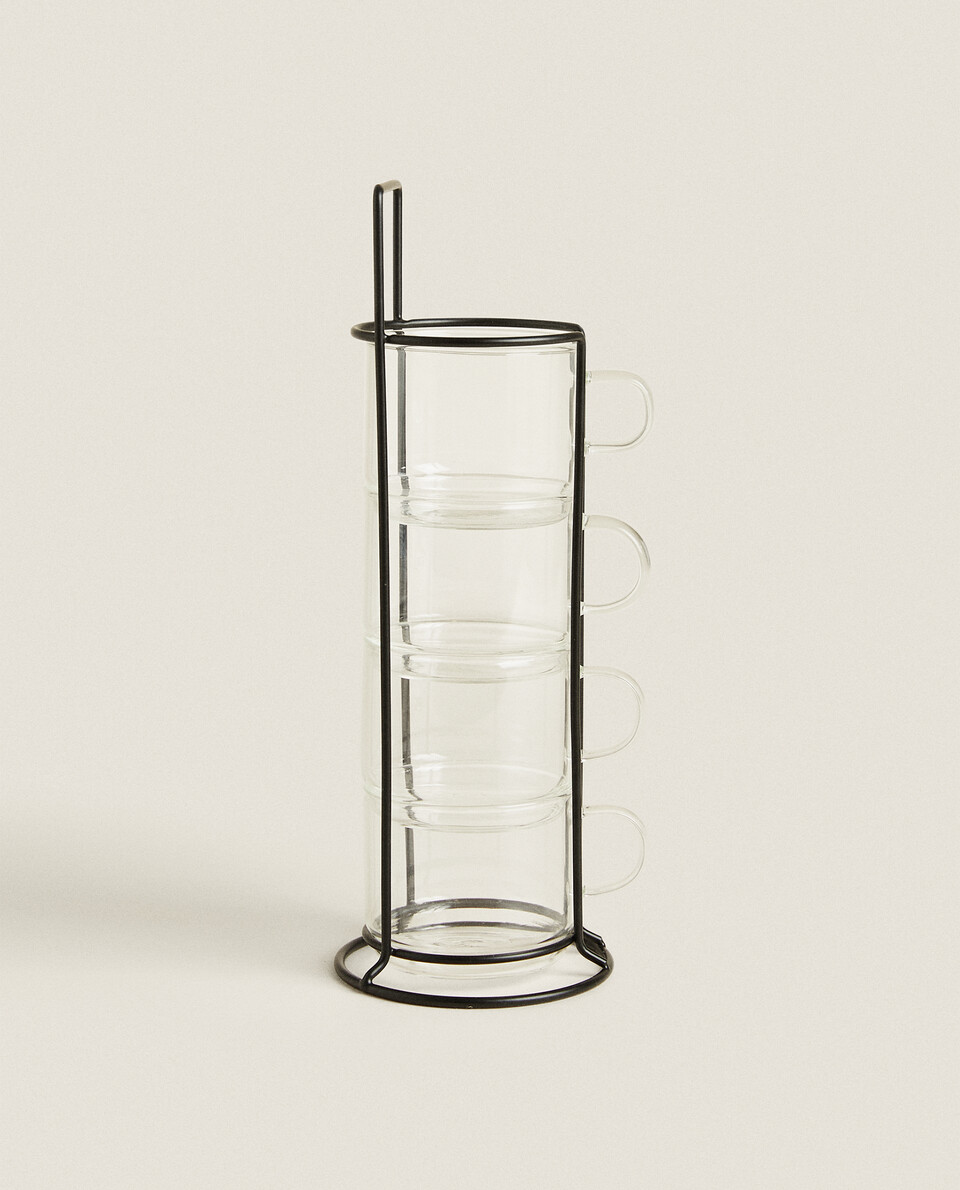 BOROSILICATE GLASS CUP TOWER (SET OF 4) | Zara Home Canada