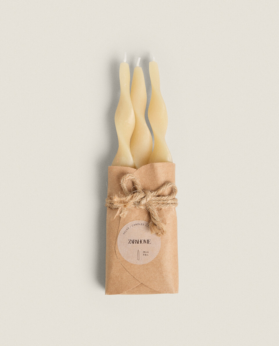 DECORATIVE SPIRAL CANDLES (PACK OF 3) CANDLES LIVING ROOM Zara