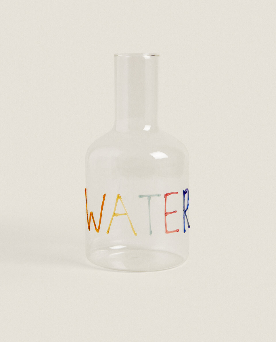 BOROSILICATE GLASS BOTTLE WITH LETTERS