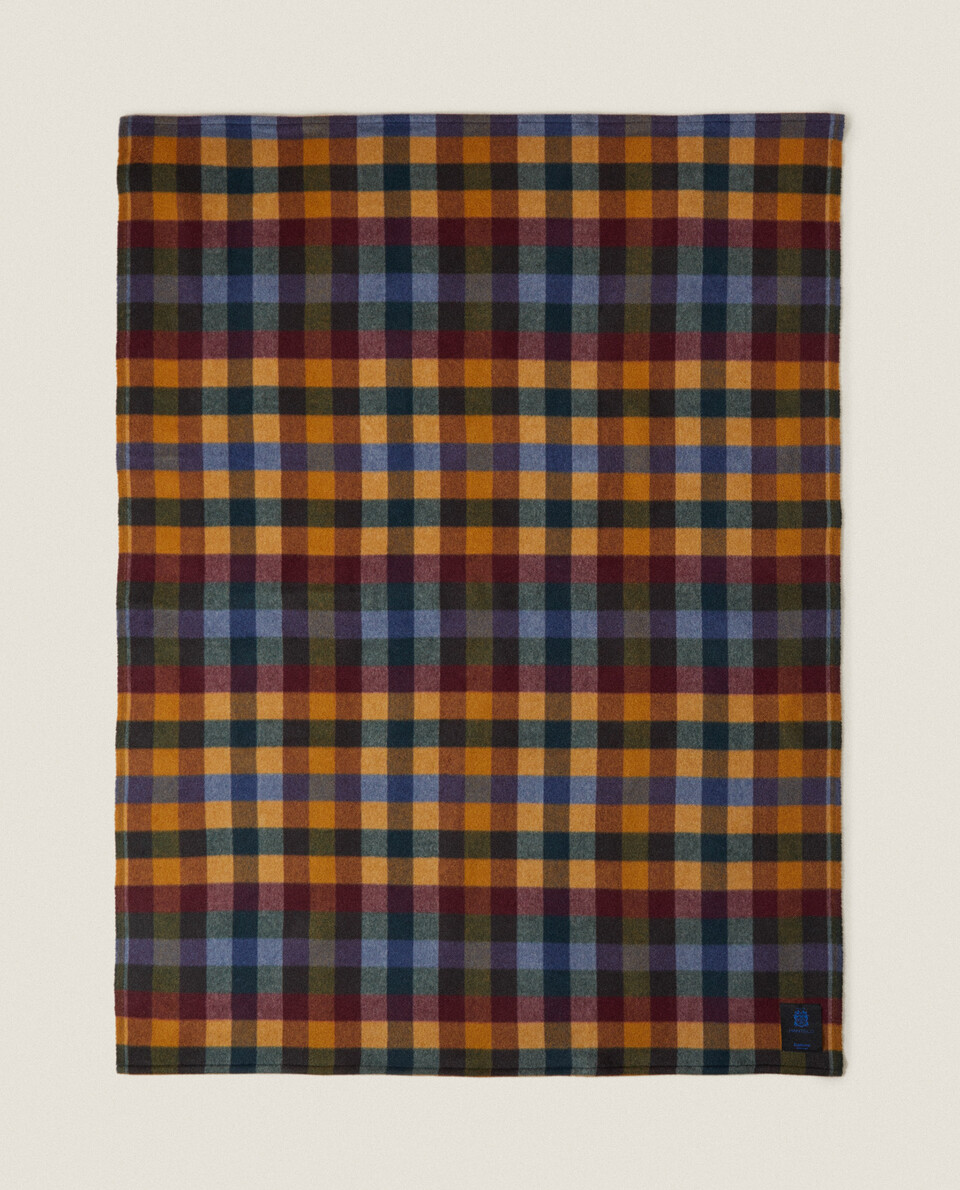 MULTICOLOURED CHECKED WOOL BLANKET