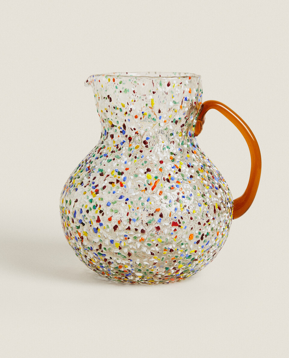 BLOWN GLASS JUG WITH SPECKLES