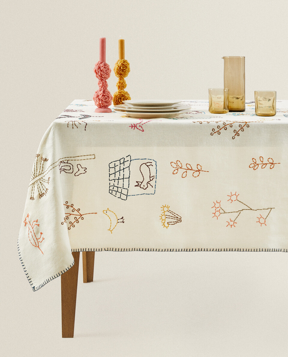 EMBROIDERED LINEN TABLECLOTH | Zara Home United Kingdom