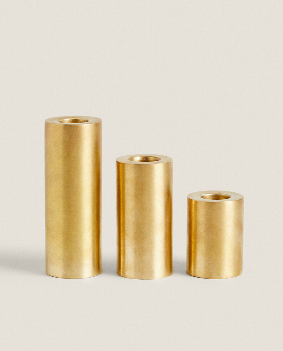 DOUBLE BRASS CANDLESTICK Zara Home UAE ABU DHABI/AL AIN/RAS ALKHAIMAH‎