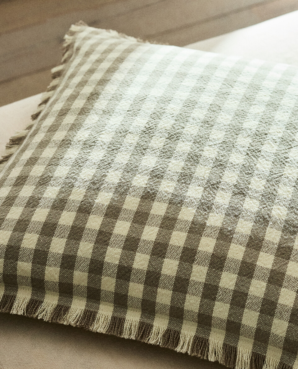 GINGHAM CHECK CUSHION COVER