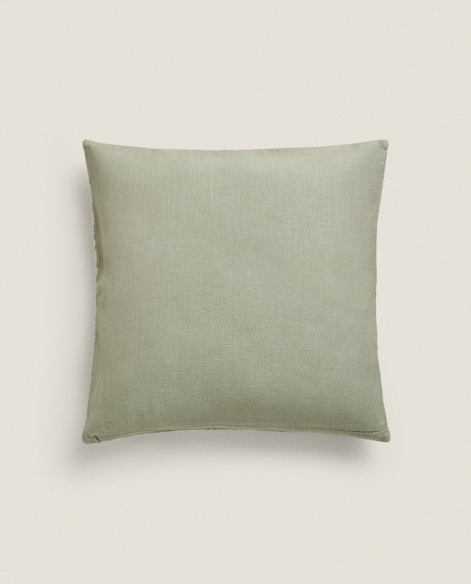 CUSHION COVER WITH CONTRAST JACQUARD EMBROIDERY