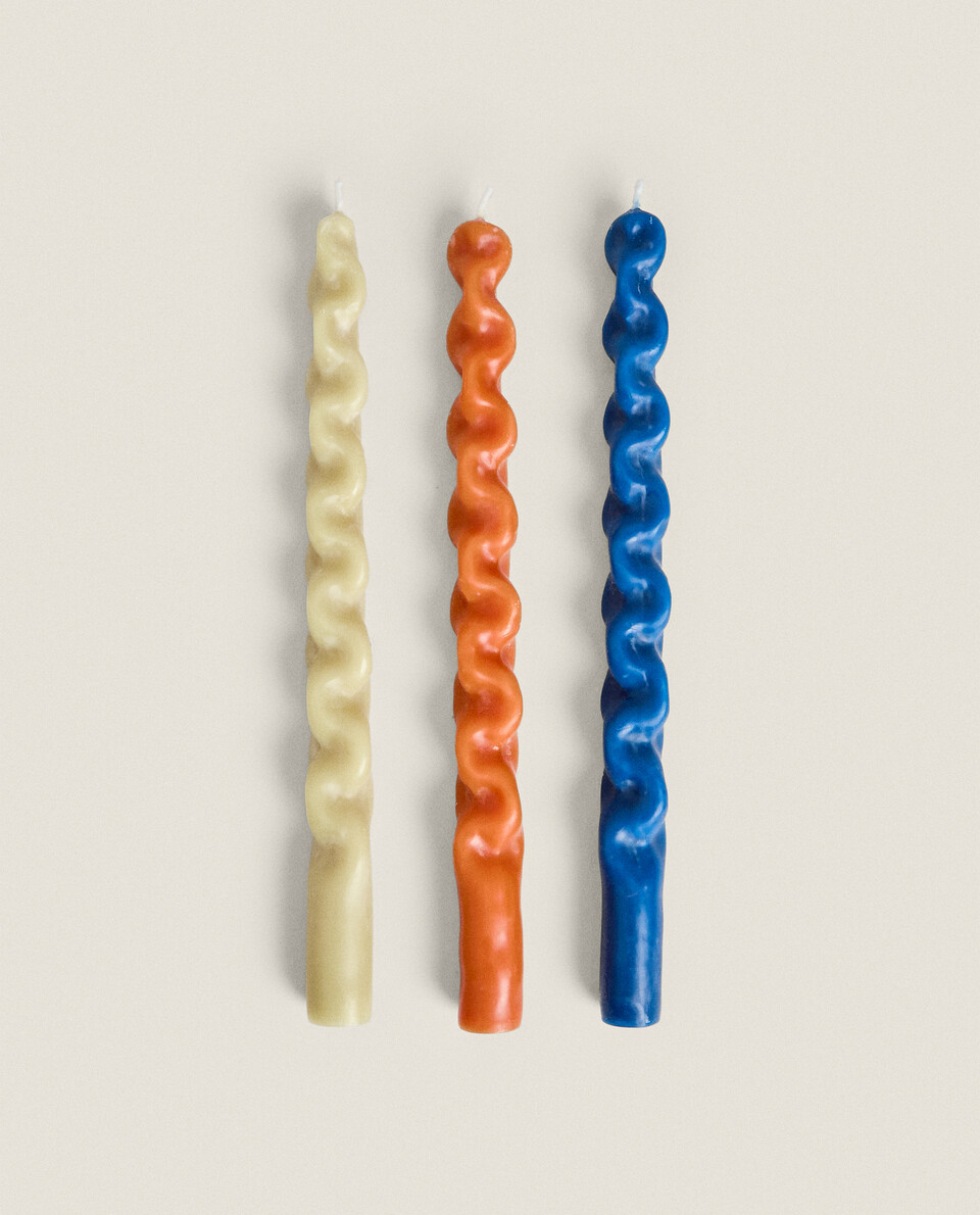 DECORATIVE SPIRAL MULTICOLOURED CANDLE PACK (PACK OF 3) Zara Home UAE ABU DHABI/AL AIN/RAS