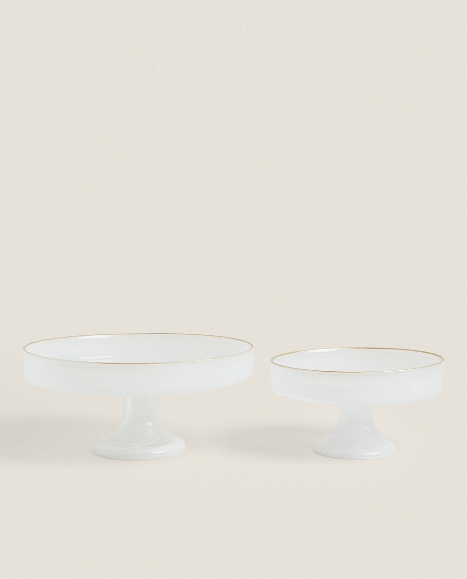 GLASS SERVING DISH WITH GOLD RIM Zara Home United Kingdom