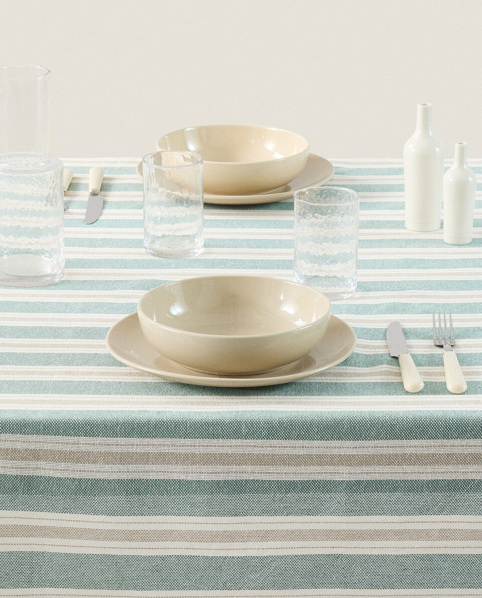 COTTON TABLECLOTH WITH IRREGULAR STRIPES