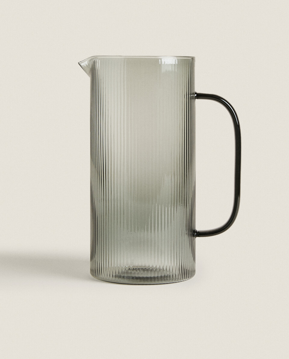 KRUG AUS BOROSILIKATGLAS MIT LINIEN - Farbe: Grau
