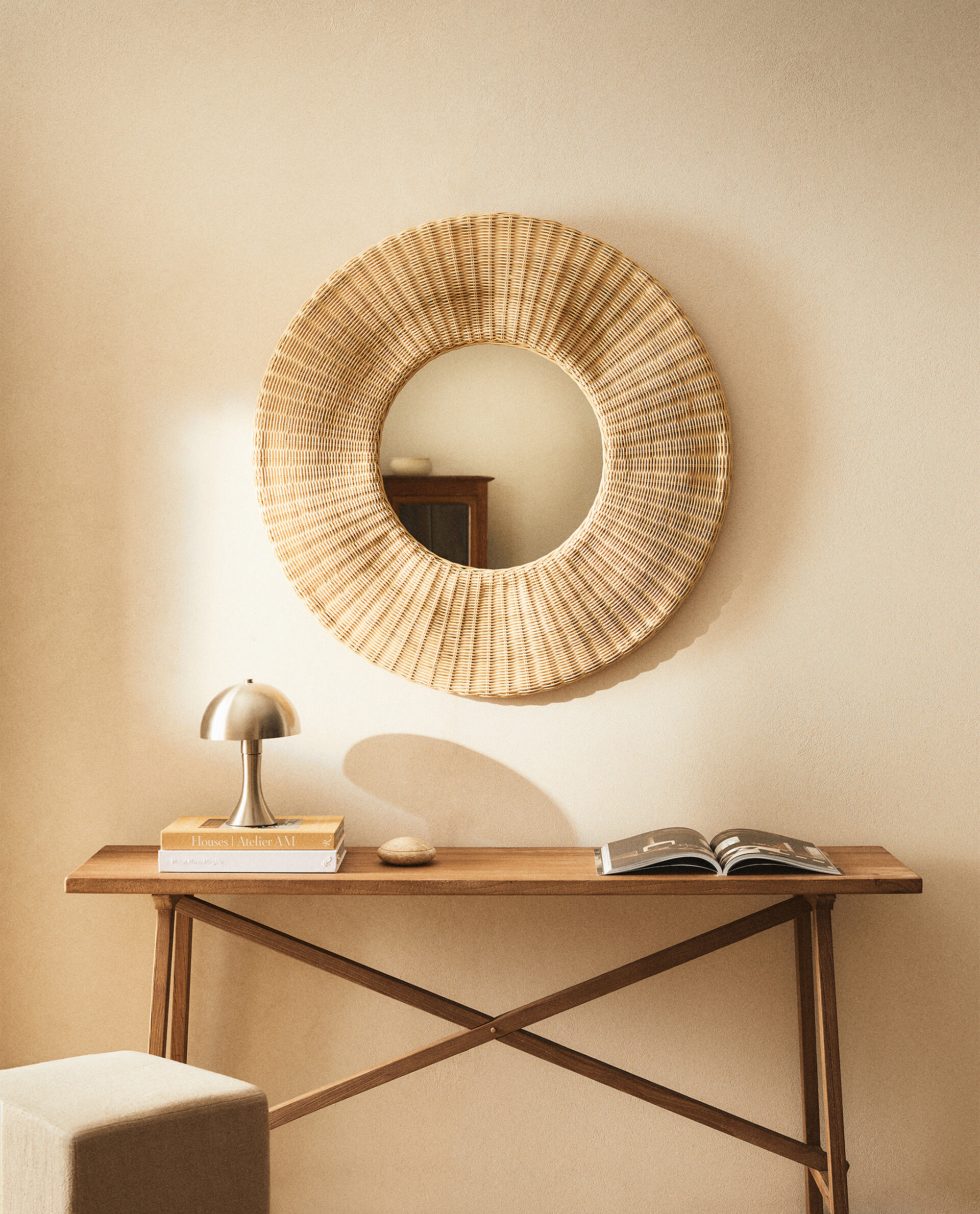 ROUND RATTAN WALL MIRROR Zara Home United States of America
