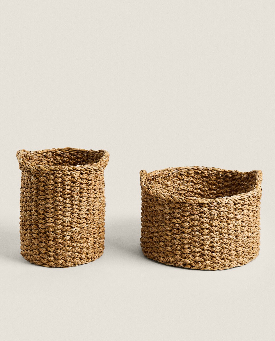 CYLINDRICAL SEAGRASS BASKET