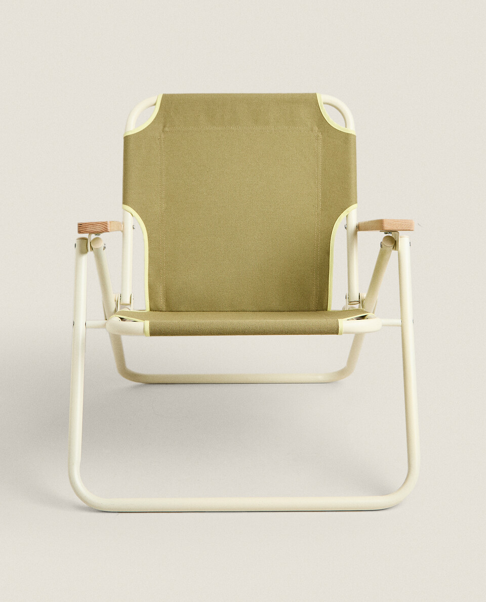 Chaise De Plage Pliante AKTIVE Fixe - Accoudoirs PVC, Tissu Textilène Bleu, Support 100kg - 3