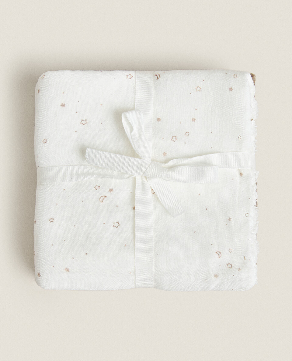 Children s star print muslin cloth pack of 3 zara home uae abu