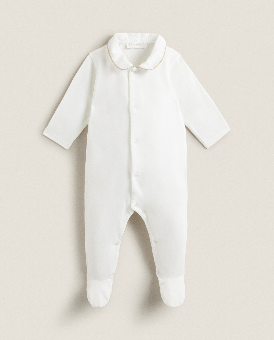 FOOTED PAJAMAS WITH CONTRASTING PIPING | Zara Home United States 