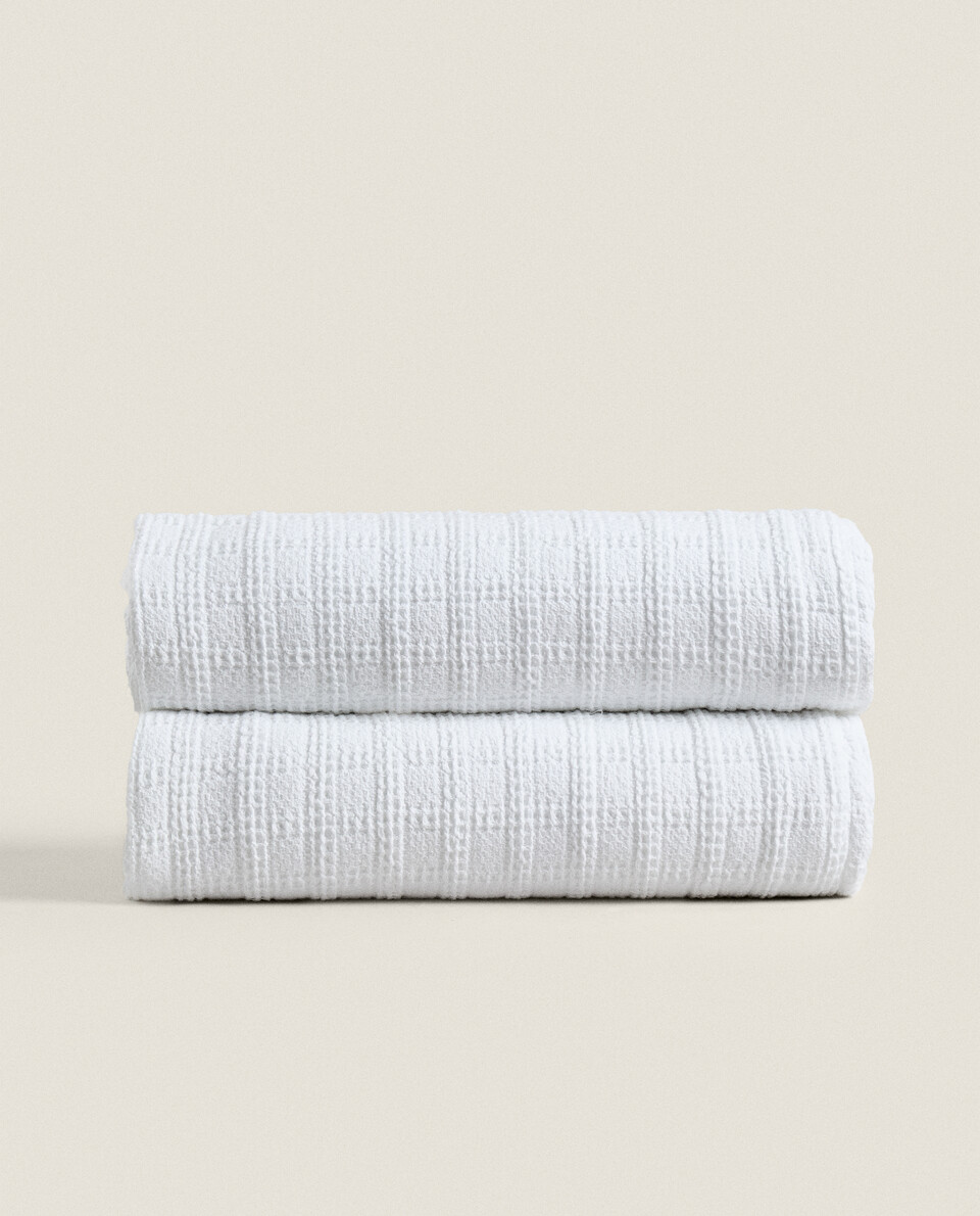 CHECK WAFFLEKNIT BEDSPREAD Zara Home United Kingdom