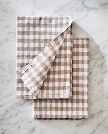 3-pack Cotton Tea Towels - Brown/checked - Home All