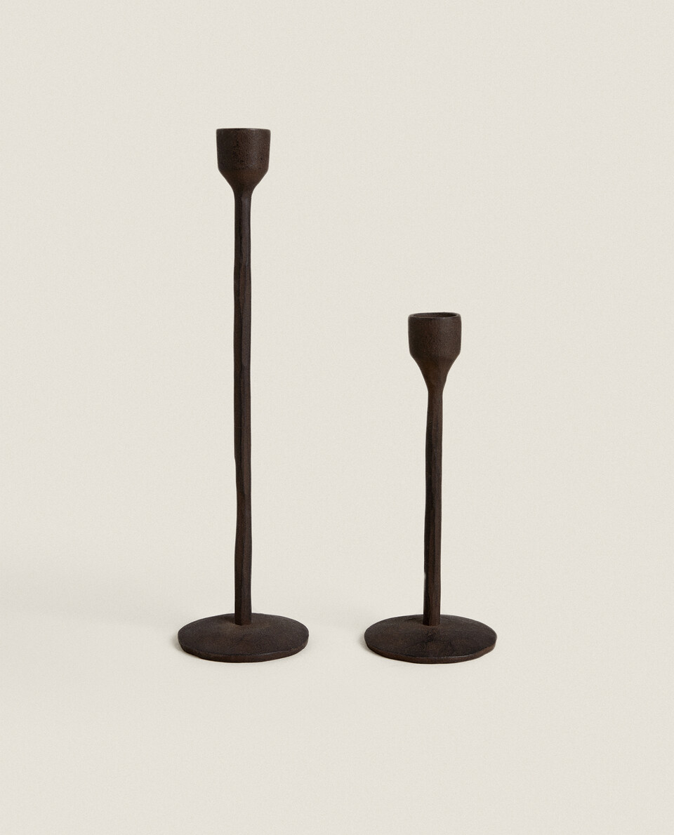 FACETED METAL CANDLESTICK