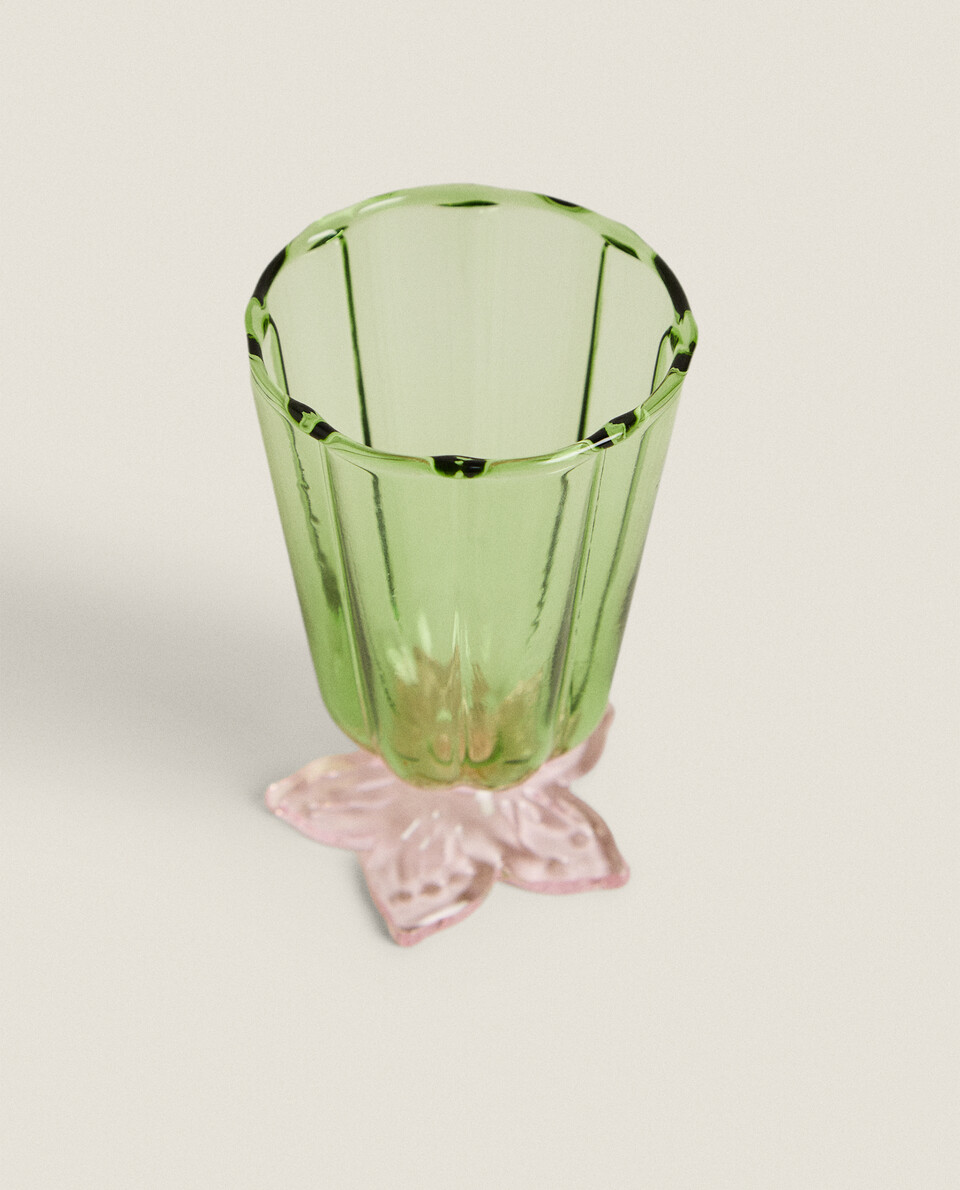 BOROSILICATE CUP WITH FLORAL BASE