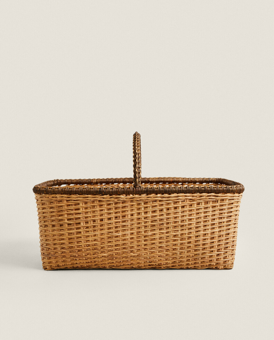BASKET WITH CONTRAST EDGE AND HANDLE