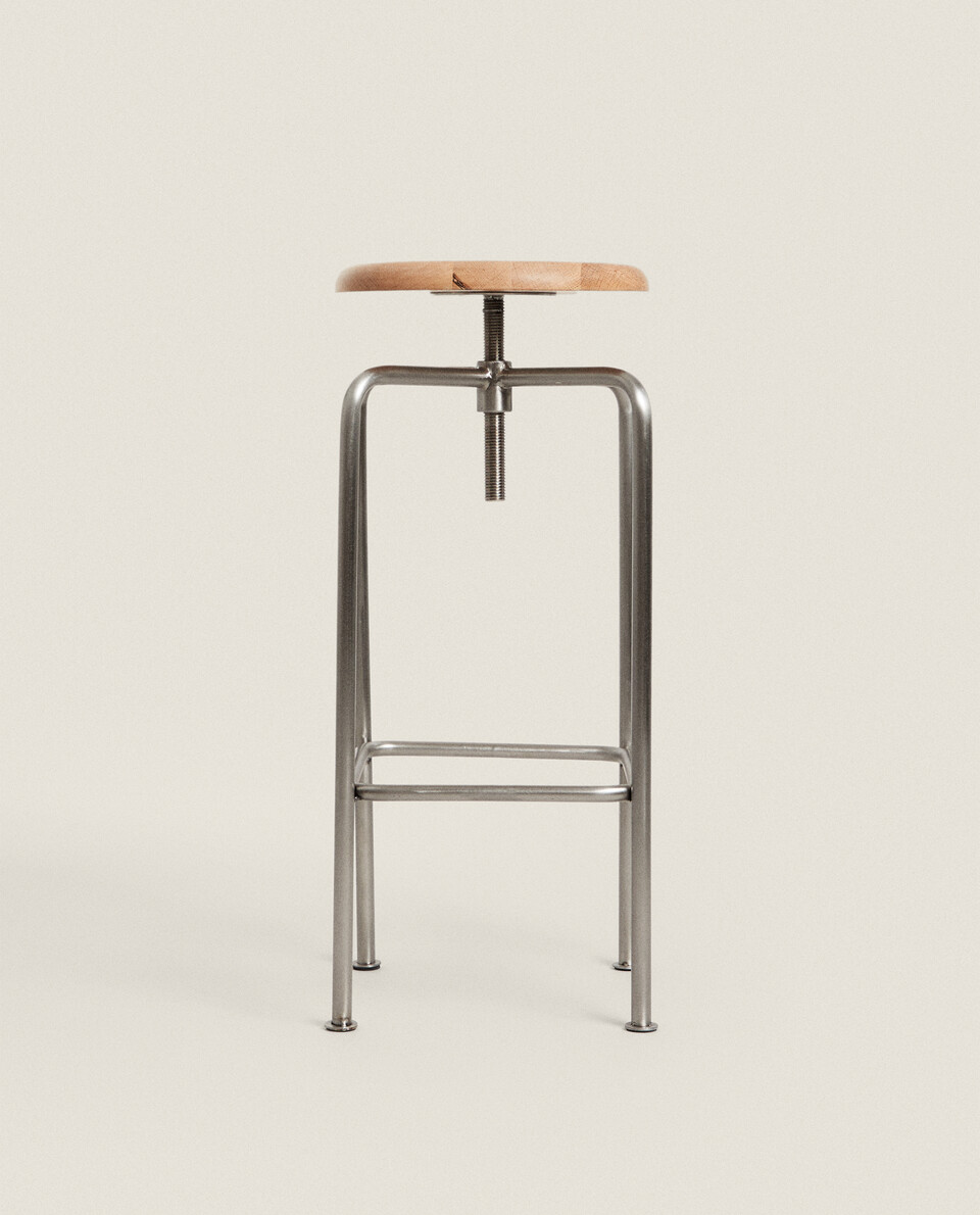 STEEL AND OAK ADJUSTABLE BAR STOOL Zara Home United States of America