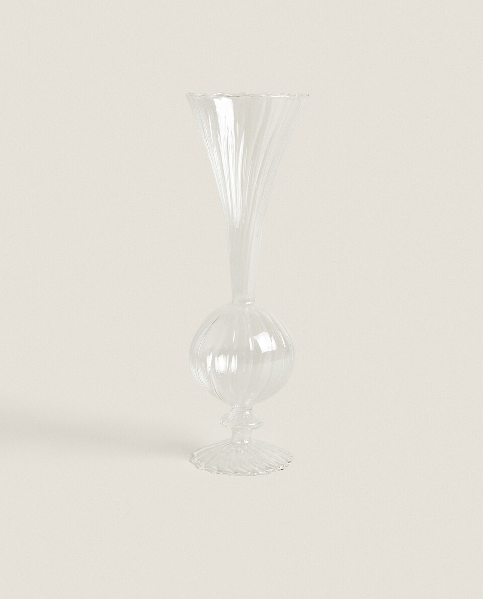 GLASS VASE WITH LINES Zara Home Türkiye / Turkey