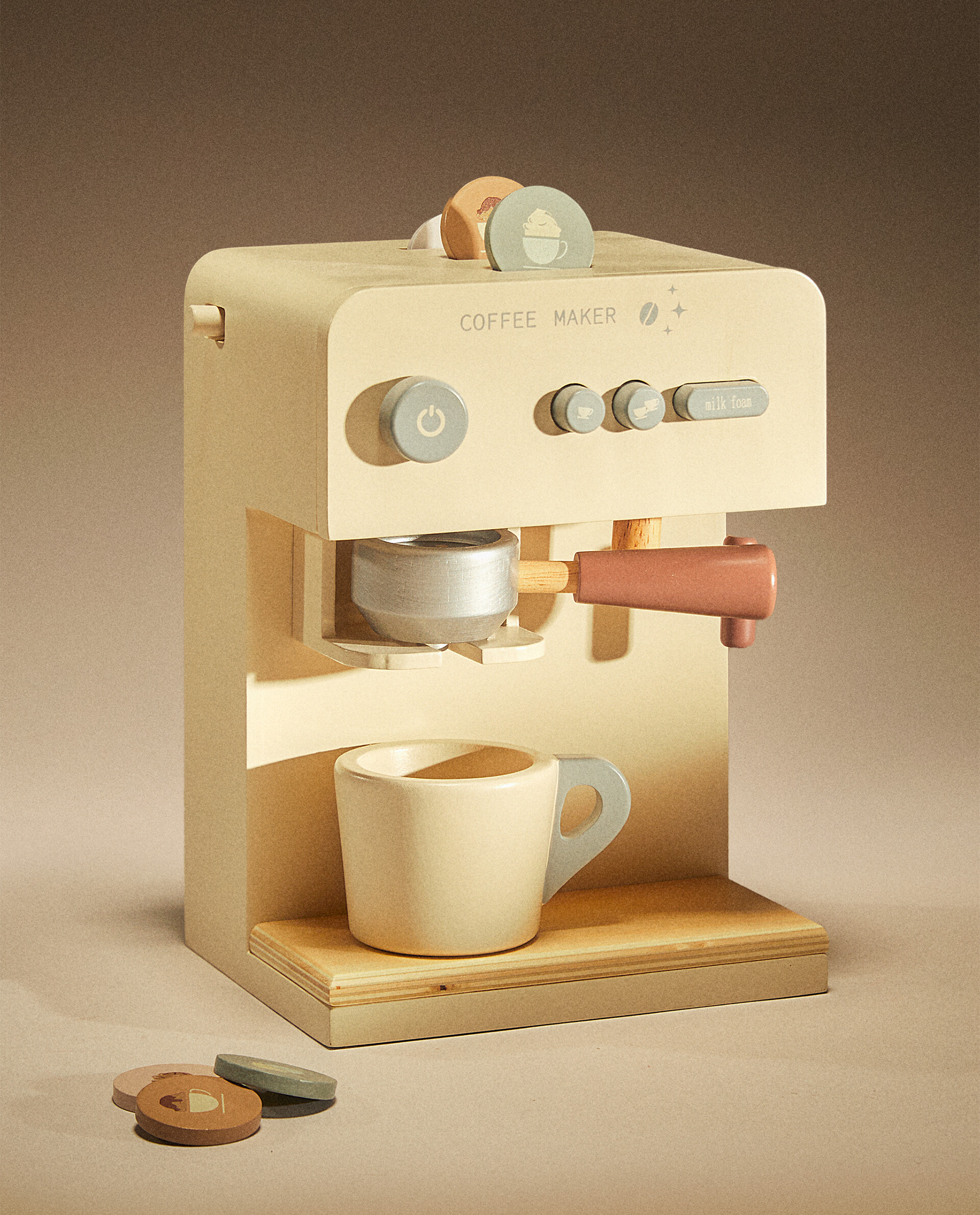 Coffee Maker, Wooden Coffee Machine, Toy Coffee Maker With Set of