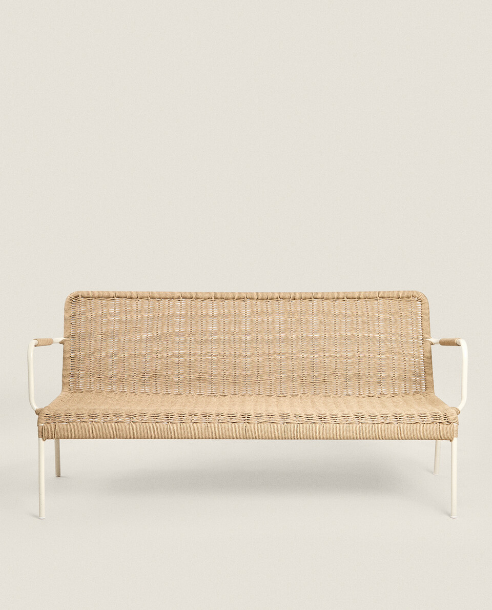 WOVEN OUTDOOR BENCH WITH BACK
