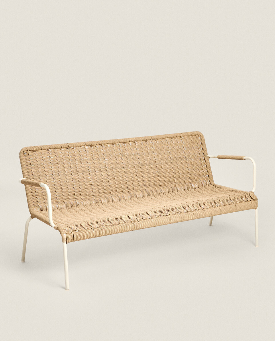 WOVEN OUTDOOR BENCH WITH BACK