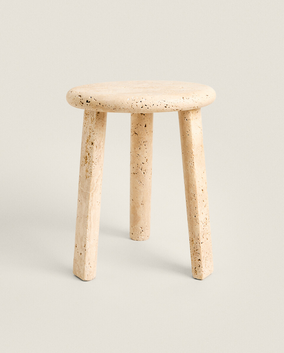 ROUND TRAVERTINE MINI SIDE TABLE Zara Home United States of America